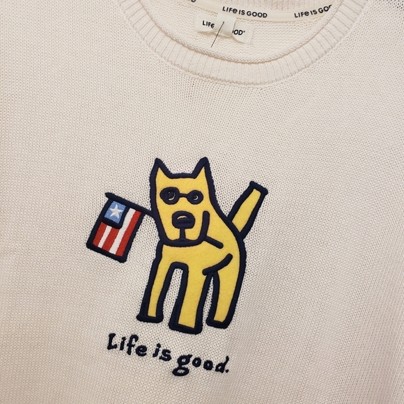 Life Is Good Knit Top S/Sleeve Size Large, Festive And Fun! - Picture 2 of 8